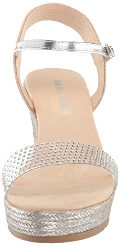 Anne Klein Women’s Wylie Espadrille Wedge Sandal, Silver Multi, 7.5 #TOP1