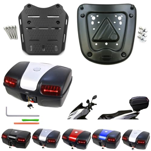 PCX専用 ボックス&キャリアセット 容量47L 取付簡単 PCX リアボックス トップケース リアキャリア 専用 ベースプレート バイク ケース ホンダ 適応車種:(PCX-2014~2025) (EMT-ホワイト)