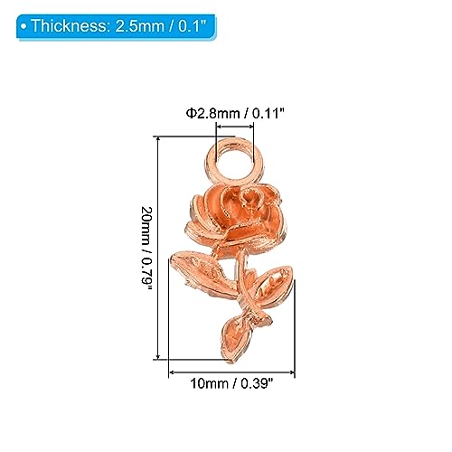 PATIKIL Rose Charm, 50Pcs Mini Rose Flower Pendant Charm Bulk Vintage Metal Designer DIY for Making s s Wedding Crafts Rose Gold - Image 2