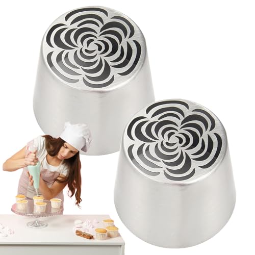 Cake Decorating Nozzle Frosting Piping Tips Set, 2X Dishwasher Safe Baking Supplies Cream Tool Wedding Birthday Valentines Christmas | Perfect Suitable Ideal for Usages Scenarios, 5.55x4.45x4.4cm