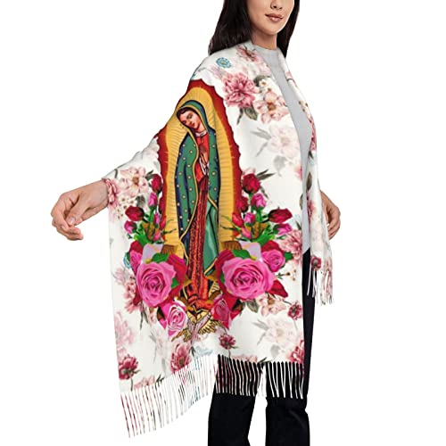 YQIUSM Virgen de Guadalupe Shawl Wrap Scarf Virgin Mary Catholic