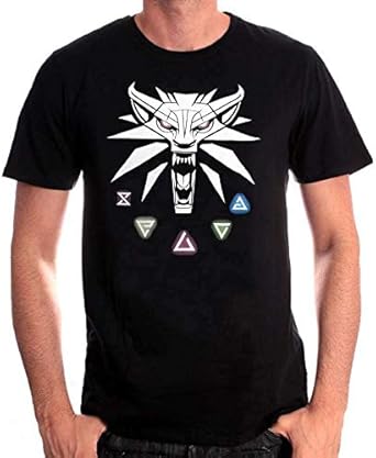 The Witcher 3 Wild Hunt Medallion Signs of Witcher Mens T-Shirt Black L