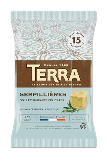 TERRA Serpillières Sols et Surfaces Délicates | Nettoie, Ravive l'éclat et Laissent un agréable parfum authentique | Serpillières ultra-imprégnées &...