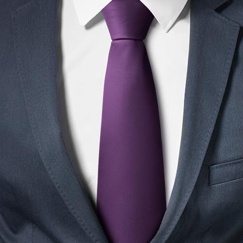 Image of Men's Classic Satin 3.15 inch Soild Color Necktie Wedding Business Tie & Gift Box