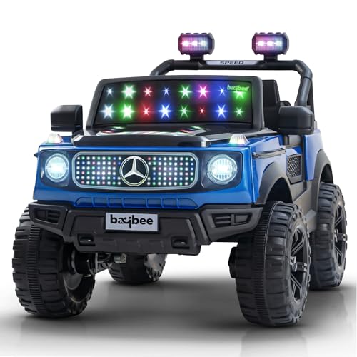 Image of Baybee Benzie 4x4 Battery Operated Jeep for Kids, Ride on Toy Kid Car with RGB Windshield Light & Music | Baby Big Battery Cars | Electric Jeep Car for Kids to Drive 2 to 6 Years (Blue)