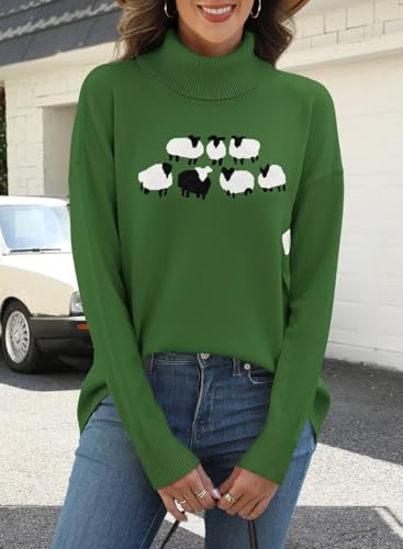 Image of ANFTFH Womens Turtleneck Sweater 2025 Ribbed Knit Top Pullover Sweaters