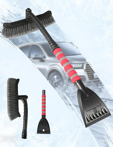 Rascador de nieve para quitar hielo, cepillo de nieve desmontable 2 en 1 con agarre de espuma para limpieza automática del parabrisas y eliminación de heladas de invierno