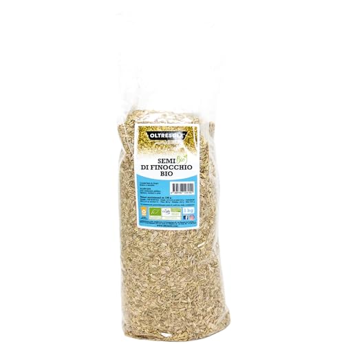 Oltresole, Graines de Fenouil Bio 1 Kg, Graines entières bio, idéales pour les tisanes et les recettes digestives, parfaites pour la boulangerie, idéal pour la famille