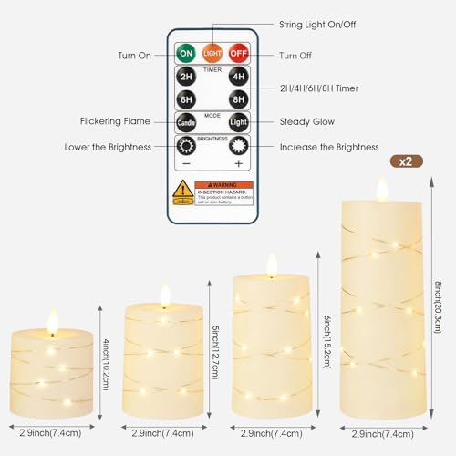 Velas eléctricas sin llama programables con mando para decoración 6