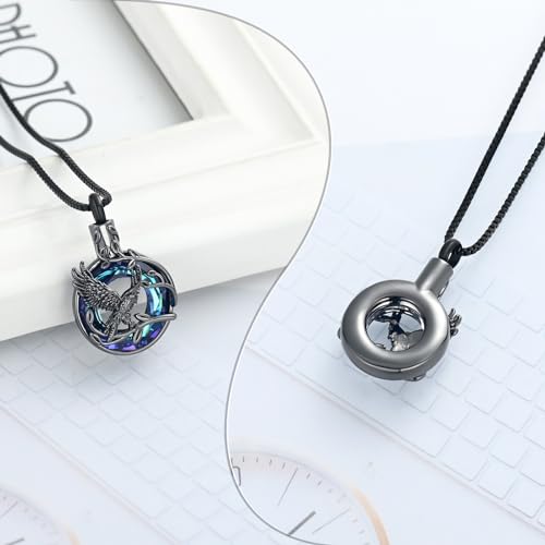 XSMZB Eagle Cremation Jewelry for Ashes Circle of Life Urn Necklace Keepsake Crystal Memorial Pendant Human Pets Ash Holder Gift for Women Men4