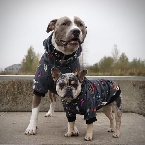 Image of Spark Paws Dog Hoodie - Premium Dog Sweater for Small, Medium, and Large Dogs | Warm Outfits for French Bulldogs, Pitbull, Puppy, Winter Jacket Alternative - Rock and Roll -2XL