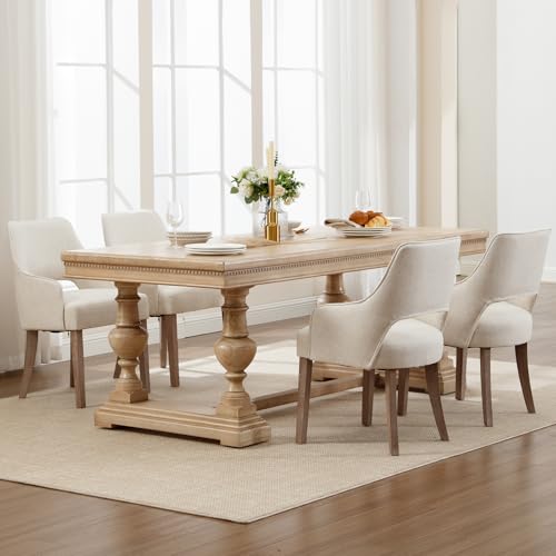 Kmax-Linen-Fabric-Dining-Chairs-Set-of-2-Upholstered-Side-Chairs-Farmhouse-Accent-Chairs-with-Open-Back-Wood-Legs-for-Dining-Room-Guest-Room-Restaurant-CreamWider-Seats Kmax Linen Fabric Dining Chairs Set of 2 Upholstered Side Chairs Farmhouse Accent Chairs with Open Back Wood Legs for Dining Room Guest Room Restaurant CreamWider Seats