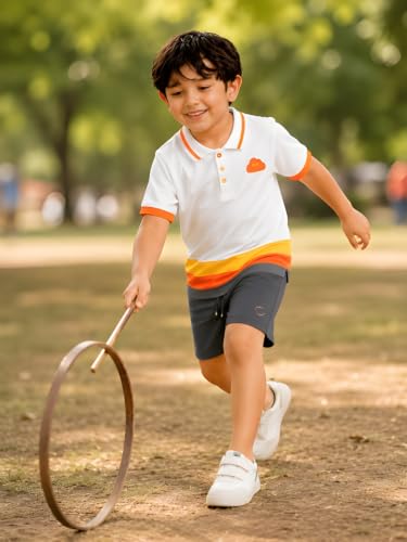 Image of Pilolo Kids Soft Cotton Terry Lycra Adjustable Drawstring Pocket Shorts for Boys