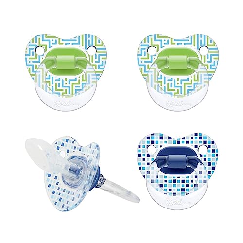 Wee Baby (4-Pack) Baby Dummies | Durable, Vibrant Teething Dummy with Orthodontic Silicone Teat for Healthy Teeth | Newborn Dummies with Air Holes to Prevent Irritation | BPA Free Baby Dummy Multipack