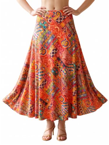 Image of VAGISHA Long Skirts for Women Traditional Ethnic Jaipuri Skirt|American Poly Spandex Casual Skirt for Girls|Summer Skirt|Huge Flare 39Inch Height (No Top Included)