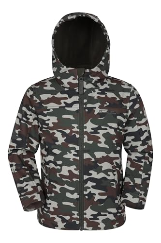 Mountain Warehouse Exodus Kids Softshell Jacket - Breathable, Wind & Water Resistant, Fleece Lined Coat, For Boys & Girls - Best For Sping Summer & Hiking, Tan (05), 9-10 Years