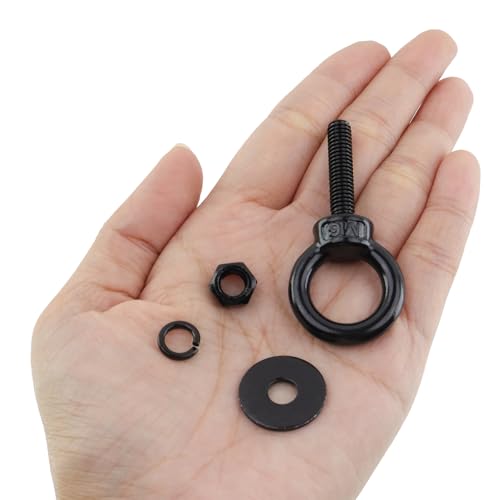 Image of Antrader Lifting Shoulder Eye Bolts,Stainless Steel Eye Bolt,M6 x 25mm | Lifting Ring Eye Bolt with Lock Nuts,Lock Washers,Flat Washers,for Rigging,Anchoring,Pulling,Pushing