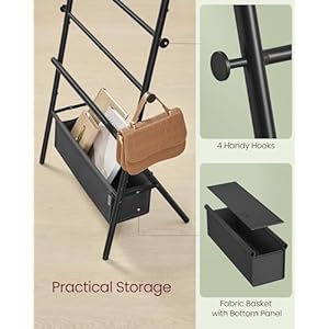 Vasaglefreestandingtowelrackfoldableblanketholdertowelholderwith4hooksfabricbasket39incheshighforbedroomlivingroombathroominkblackandslategrayulls020b01 Urban Country Home Decor Vasagle freestanding towel rack foldable blanket holder towel holder with 4 hooks fabric basket 39 inches high for bedroom living room bathroom ink black and slate gray ulls020b01 urban country home decor