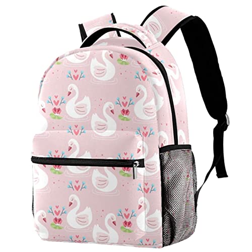 Sac à dos de voyage avec imprimé cygne rose pour homme et femme moderne