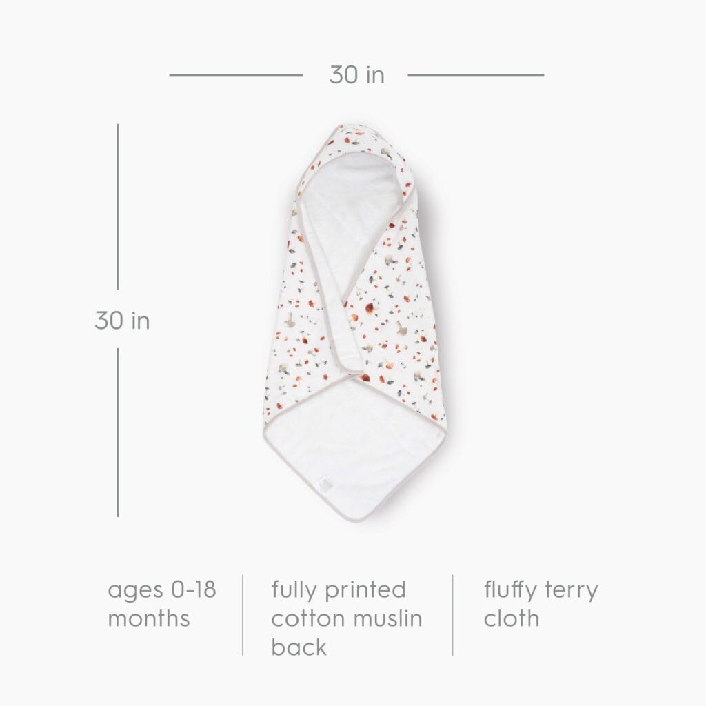 Little Unicorn Premium Infant Hooded Bath Towel| Soft & Absorbent Cotton & Terry Fabric for Newborns (Mushrooms) - Image 3