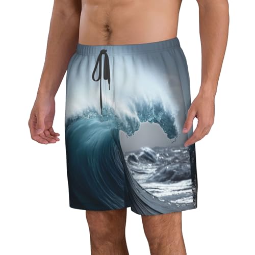 Giant Waves in The Ocean Men's Beach Pants-Quick-Dry & Comfortable Mens Beach Shorts for Men, Perfect for Surfing and Everyday Wear2