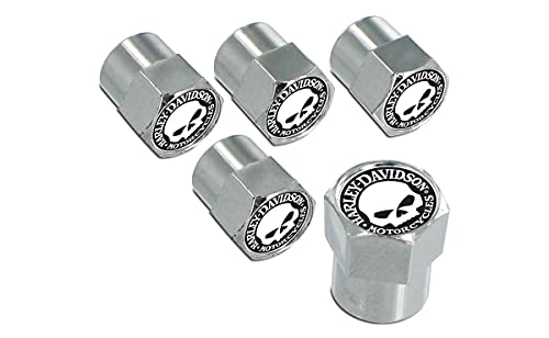 Harley-Davidson Chrome Valve Cap Covers with Willy G Skull (Pack of 5)