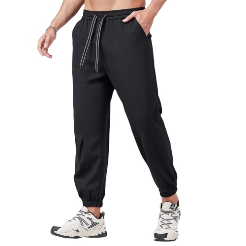 Men's Casual Jogger Sweatpants with Elastic Waistband & Tapered Leg Design