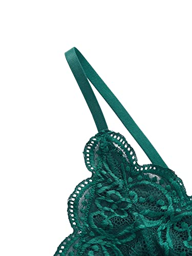 Image of SOLY HUX Women's Plus Size Sexy Floral Lace Scalloped Trim Wireless Bra Adjustable Strap V Neck Everyday Bralette