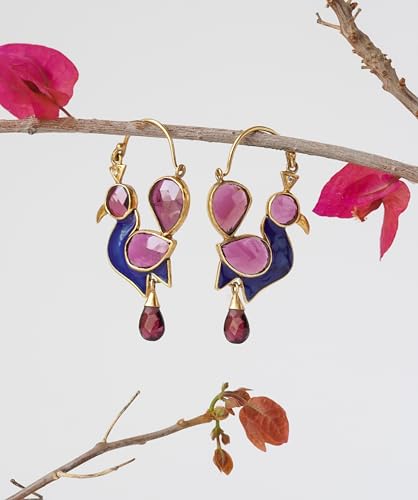 925 Sterling Silver Bird Earrings, Vintage Earrings, Natural Gemstone Garnet Bird Earrings, Delicate Bird Jewellery, Gift For Her3