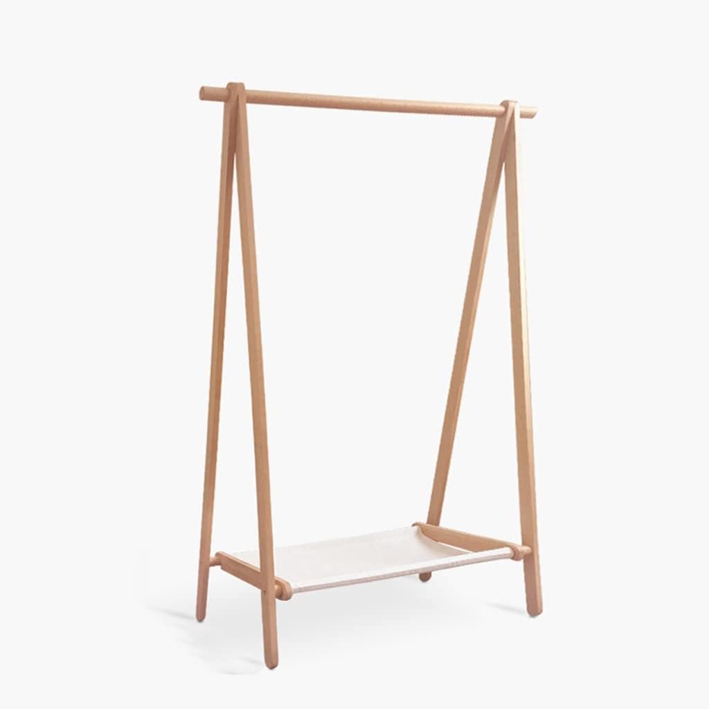 Clothing Rack Stand Coat Rack Solid Wood Floor Hanger Simple Foldable Hanger Home Simple Bedroom(D)