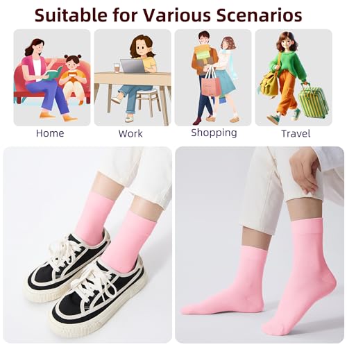 Image of ATBITER Women's Thin Cotton Crew Socks - Soft Above Ankle Bootie Casual Dress Socks 6-Pairs