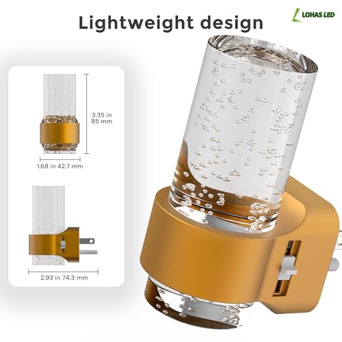 Image of L LOHAS LED Night Lights Plug into Wall, 4 Pack Mini Dimmable Night Light with Dusk-to-Dawn, Soft White /Cool White /Amber 3 Light Color, 0-100LM Adjustable Brightness, Bubble Nightlight for Hallway