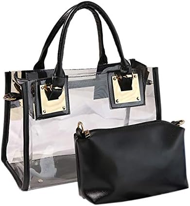 THEE Luxury Transparent Handbag Bag Black Jelly Purse Women Clutch Tote Sweet