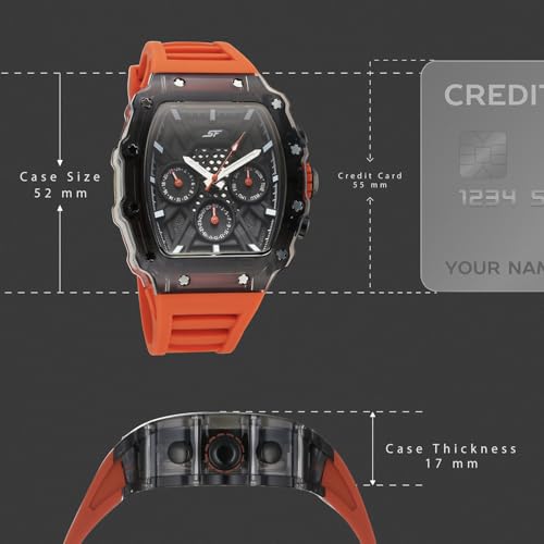 Image of SF Maiden Voyage Sport Watch Quartz Analog with Black Dial Orange Silicon Strap Watch for Men - 77178PP01W