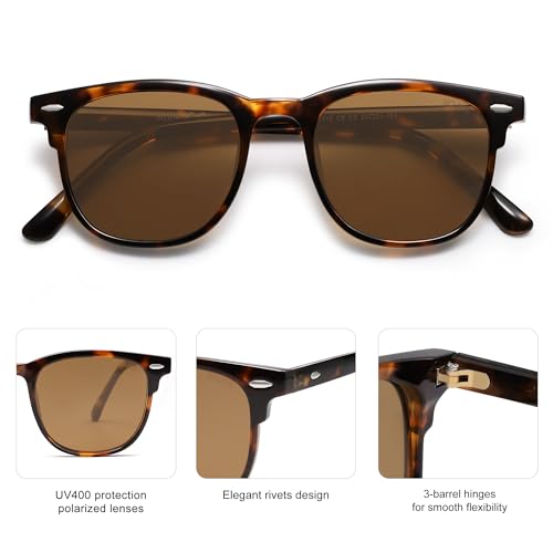 SOJOS Retro Vintage Square Polarized Sunglasses for Women Men UV Protection Lens TR90 Frame Sunglasses SJ21124