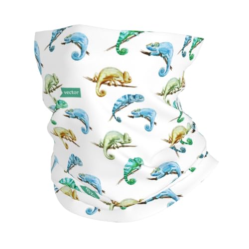 Buewutiry - Cubrecuello para hombre y mujer - Colorido lindo camaleón lagarto bufanda capucha máscara facial bandana bufanda