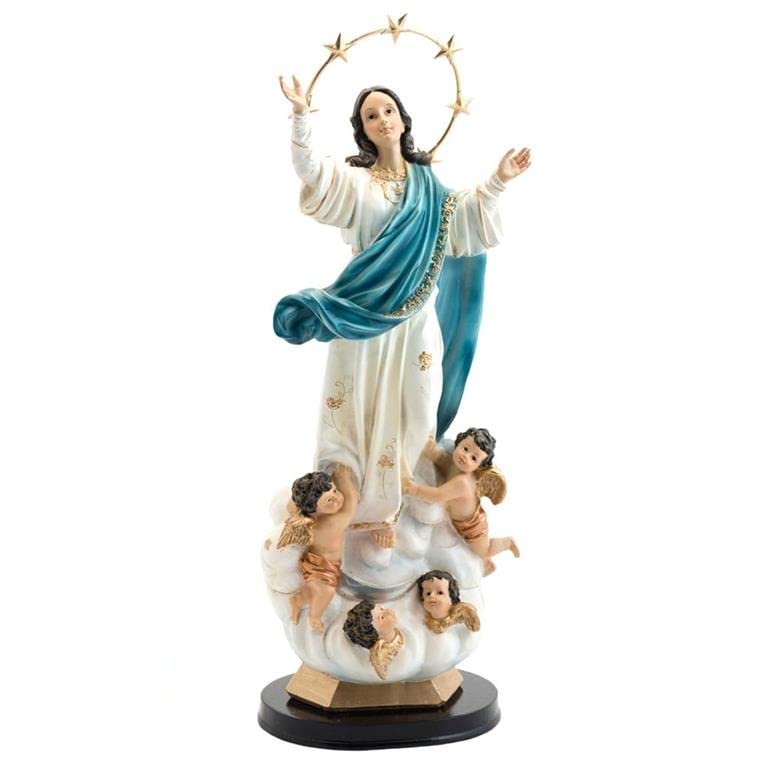 Figurine Vierge Immaculée avec Couronne résine peinte à la main 42 cm statue Marie