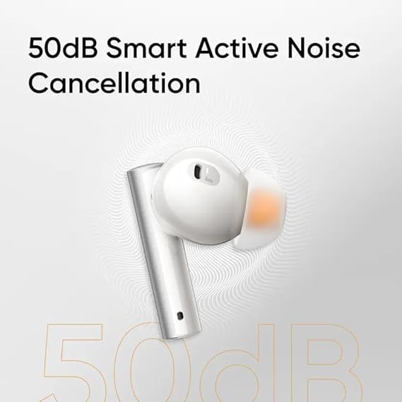 Image of Compatible with Realme Buds Air 6 True Wireless Earbuds with Active Noise Cancellation, Long Playback and Fast Charging (Silver)