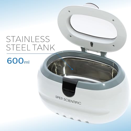 Image of Sper Scientific 100005 Ultrasonic Cleaner, Stainless Steel Cleaner for Jewelry, Retainer, Sterling Silver, Ultrasonic Jewelry Cleaner, 20 oz Capacity - 2 Pack