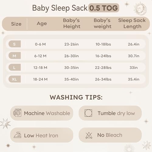 Image of Unnivoll Baby Sleep Sack 6-12 Months 3 Pack 100% Cotton Lightweight 0.5 TOG Wearable Blanket Baby Sleep Bag with 2-Way Zipper for Newborn Infant (Medium)
