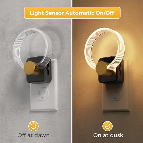 Image of L LOHAS LED Night Lights Plug into Wall, Plug in Night Light with Light Sensor, 3000K Soft White, 0-100LM Brightness Adjustable, Acrylic Nightlight for Bathroom Bedroom Hallway