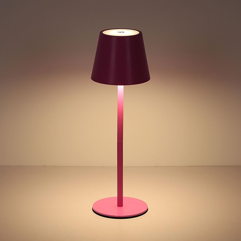 Außenleuchte Tischlampe Akku Tischleuchte Touchdimmer Flaschenaufsatz CCT, pink, USB-C, LED 3W 200Lm warm-kaltweiß, DxH 11,5x36 cm