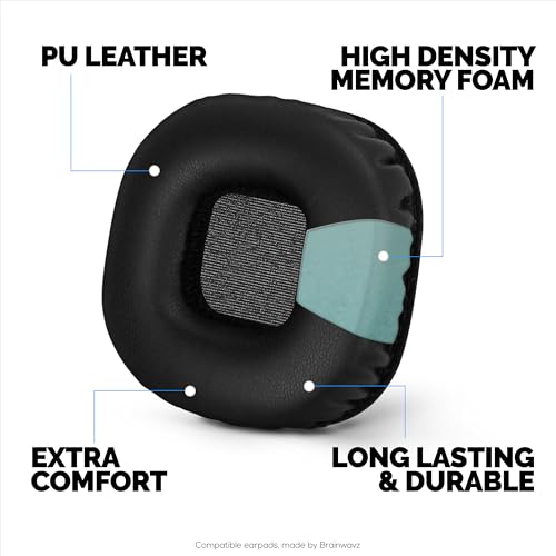Repuesto de almohadillas para auriculares Marshall MID-ANC, cuero PU, espuma de memoria para mayor comodidad, actualizadas, duraderas y de larga duración por Brainwavz miniatura 3