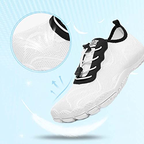 HIITAVE Men Water Shoes Quick-Dry Barefoots Pool Shoes wtih Beach Swim Surf Sports Hiking Diving White/Black 9 M US Men - Thumbnail 3