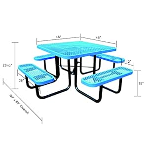 46 steel square picnic tableexpanded metal outdoor table black  urban country home decor