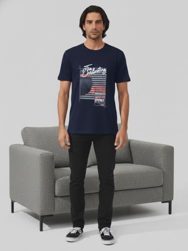 Image of Dollar Men's Pack of 1 Printed Non Zipper Round Neck T-Shirt