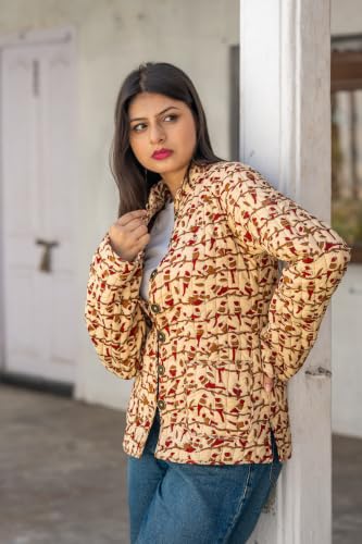 Image of Reversible Jacket for Women | Double Sided Quilted Jacket | Reversible Winter Jacket for Women | Stylish Ethnic Printed Jacket | Warm & Comfortable Casual Outerwear