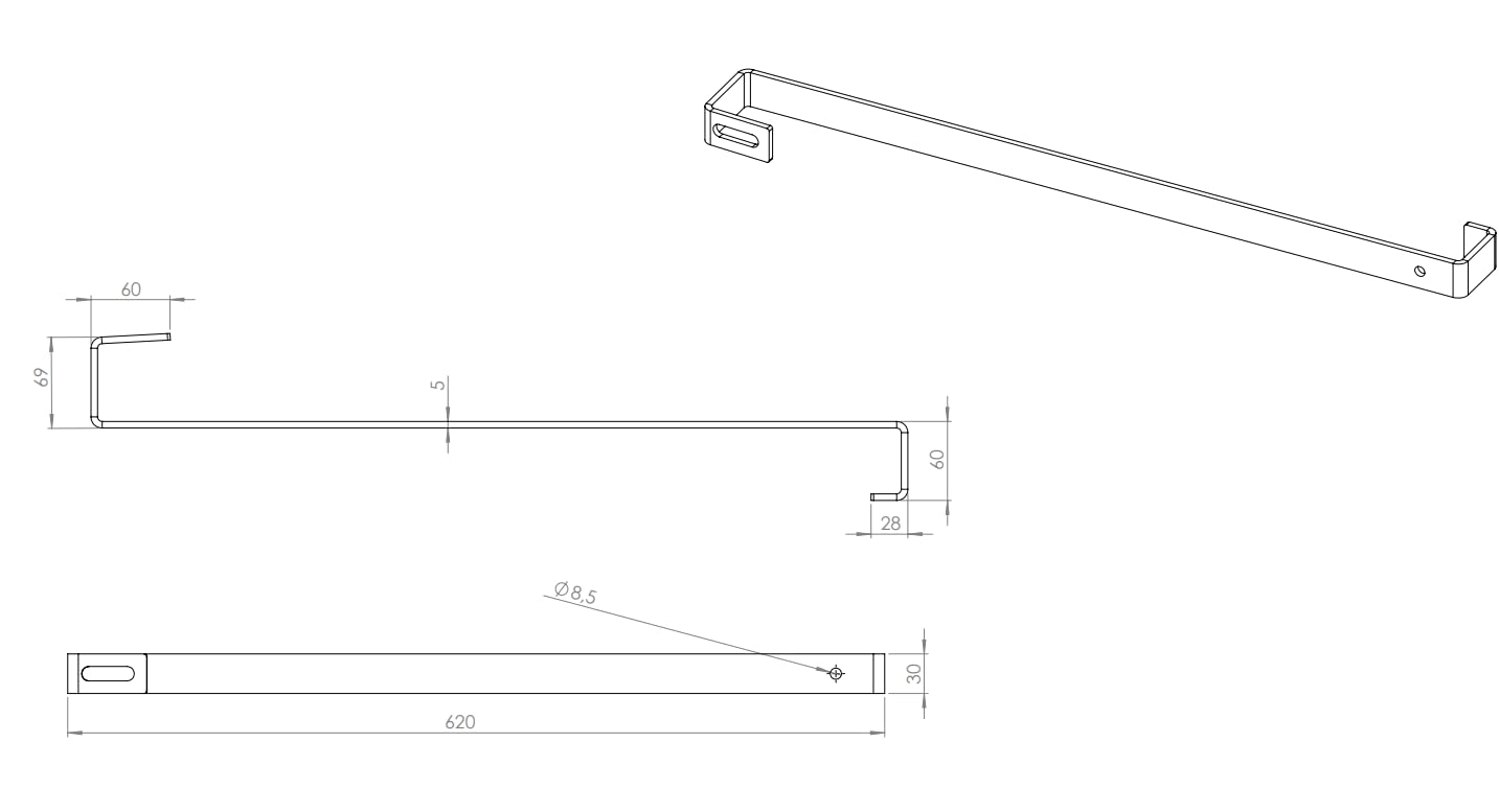 TMALASER Zestaw 40 szt. Uchwyt dachowy "S" 620x30x5 do montażu paneli fotowoltaicznych - Nieregulowany hak pod dachówkę ceramiczną i betonową - Mocowanie PV odporne na korozję