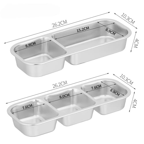 Image of Reusable Stainless Steel Snack Containers with Lids - 10.3 inch x 4 inch 3 Compartment Snackle Box, Leak-Proof Metal Snack Containers for Kids & Adults, Divided Food Storage Box (3 Compartment)