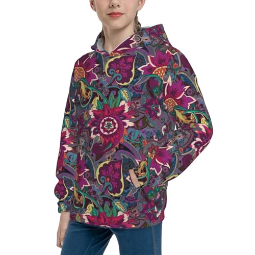 Vintage Oriental Paisley Kid Hoodies Boys Sweatshirts Girls Pullover with Pocket2